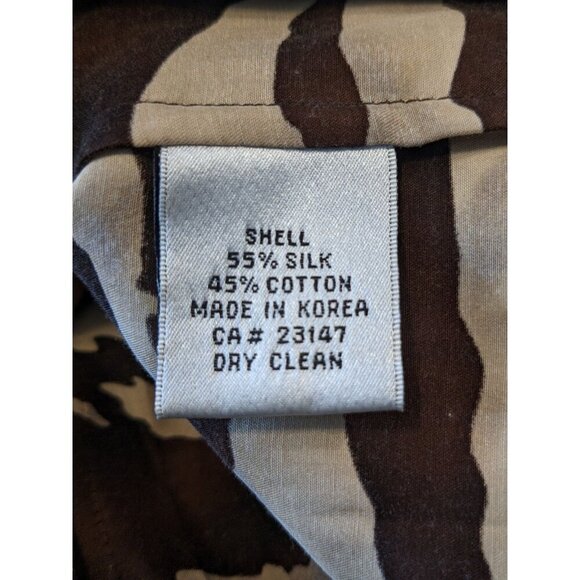 Vintage Talbots Silk Blend Blouse Womens 10 Brown Animal Print Long Sleeve Crop - Picture 8 of 8